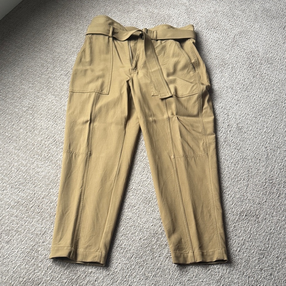 Banana Republic Tan High Waist Cargo Pants with Tie Waist
